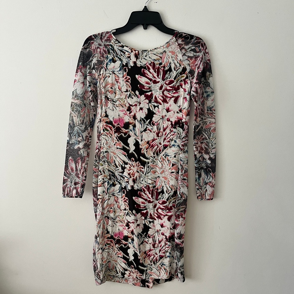 L'AGENCE Floral Silk Dress Women 2 Pink Black Luxury Party Dark Romantic Evening